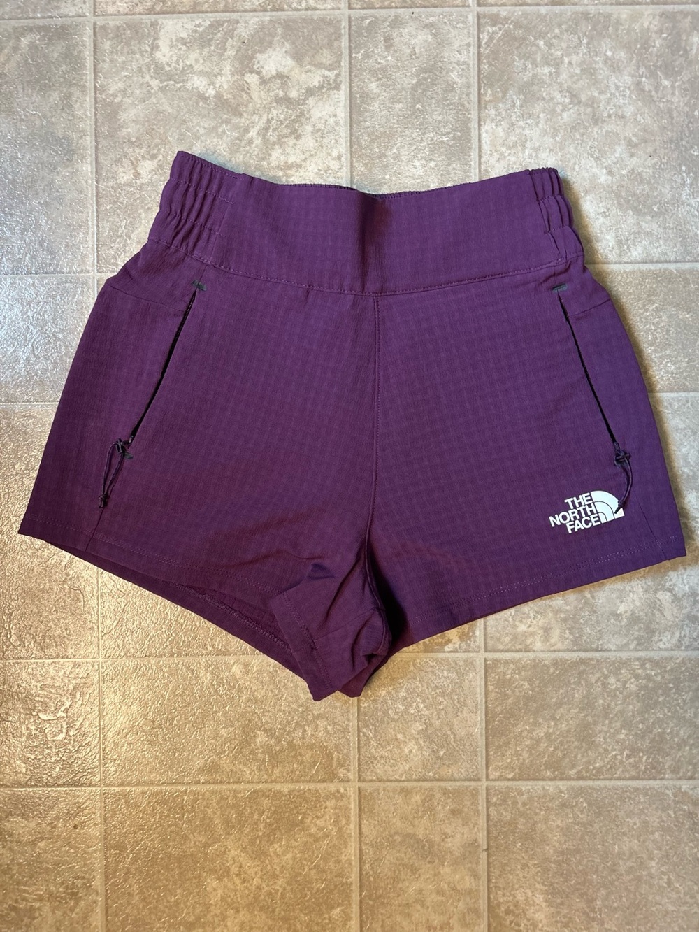 The North Face Women's Deep Plum Athletic Shorts with Zipper Pockets